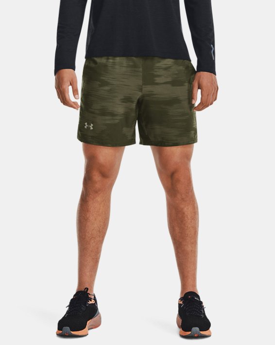 Men's UA Launch 7'' Printed Shorts, Green, pdpMainDesktop image number 0